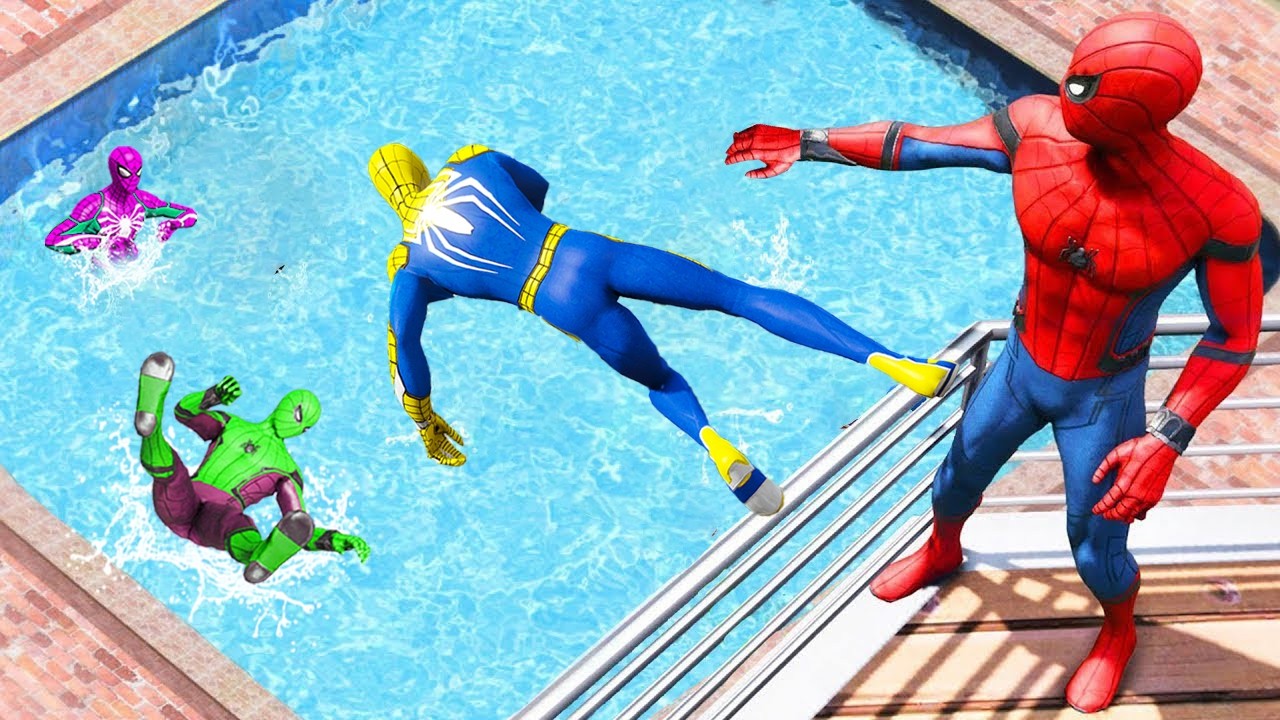 Rainbow Spiderman Ragdolls in GTA 5 (Compilation ) #21
