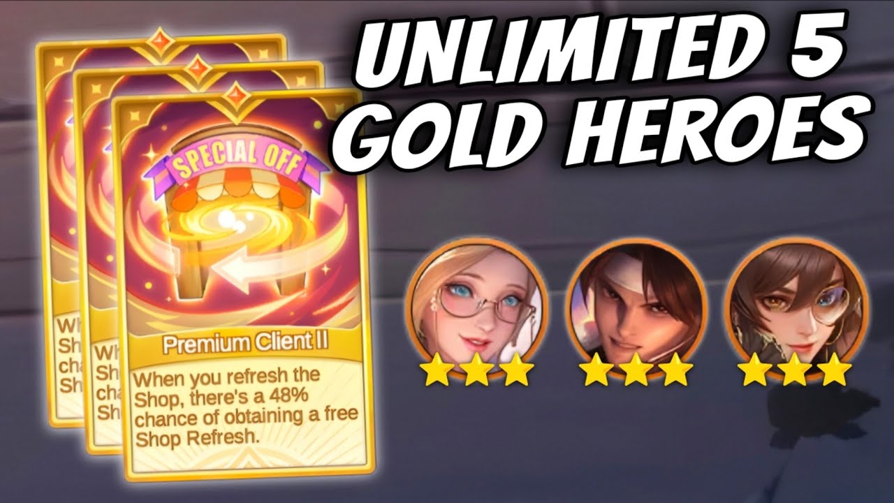 TRIPLE 3 STAR 5 GOLD HEROES!! BEST STRATEGY LATE GAME!! MAGIC CHESS GO GO