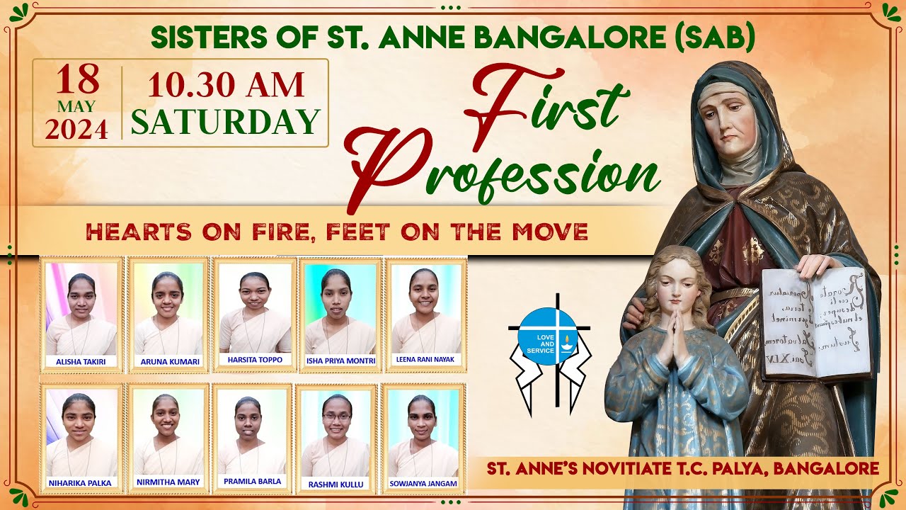 18.05.2024 | First profession of Sisters of St. Anne, Bangalore (SAB) @  T.C Palya, Bangalore