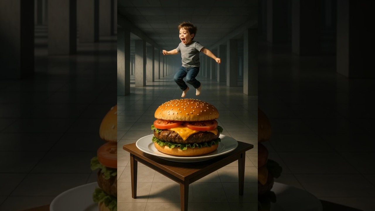 &ldquo;Kid Jumps on Giant Burger 🍔😂 | Viral Loop Shorts&rdquo; #food #burger #memes #cooking #funny