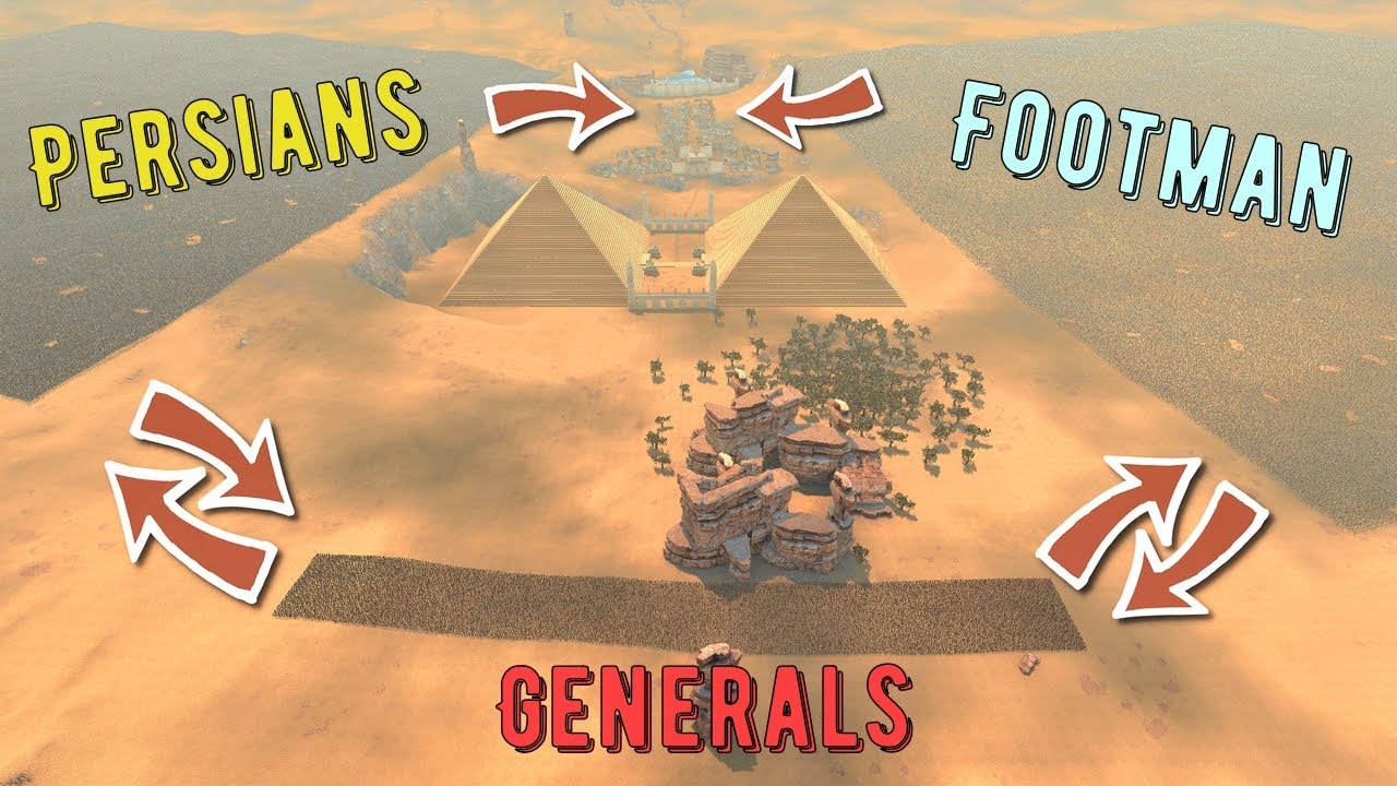Battle At Pyramids: Roman Generals vs Persians vs Footmen - UEBS 2