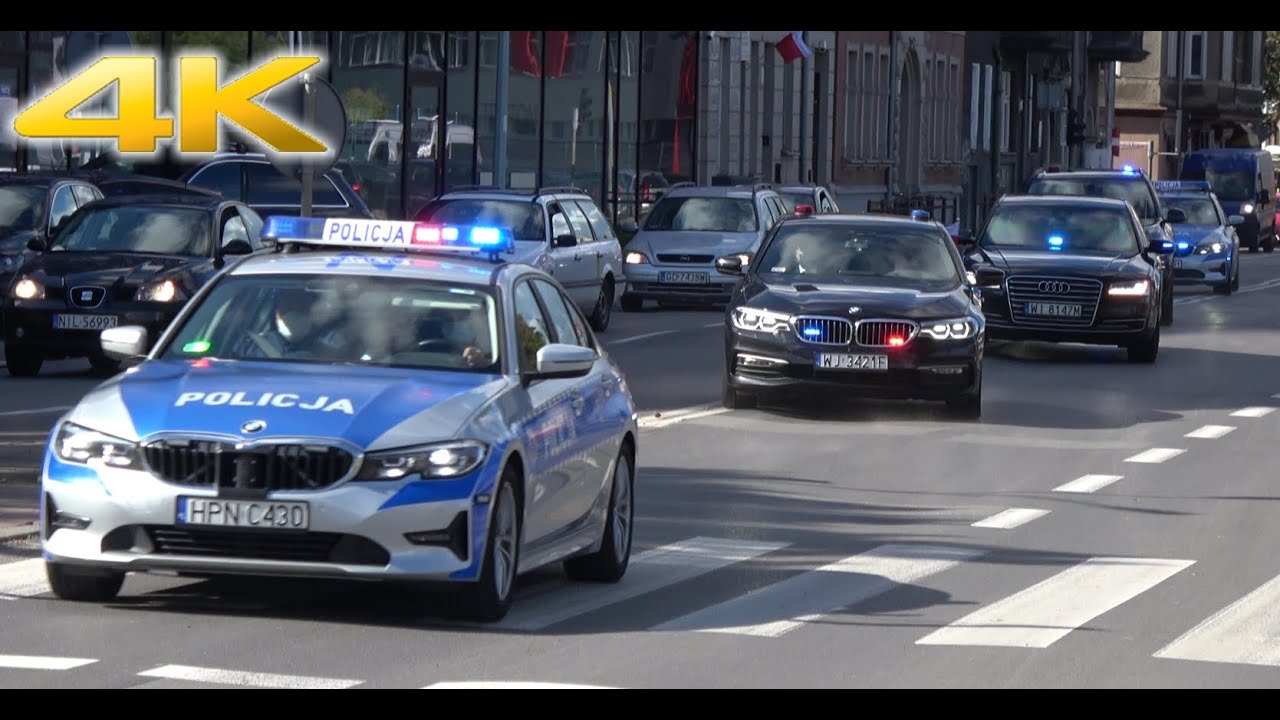 Przejazd prezydenta i premiera na uroczystości w Gdańsku.