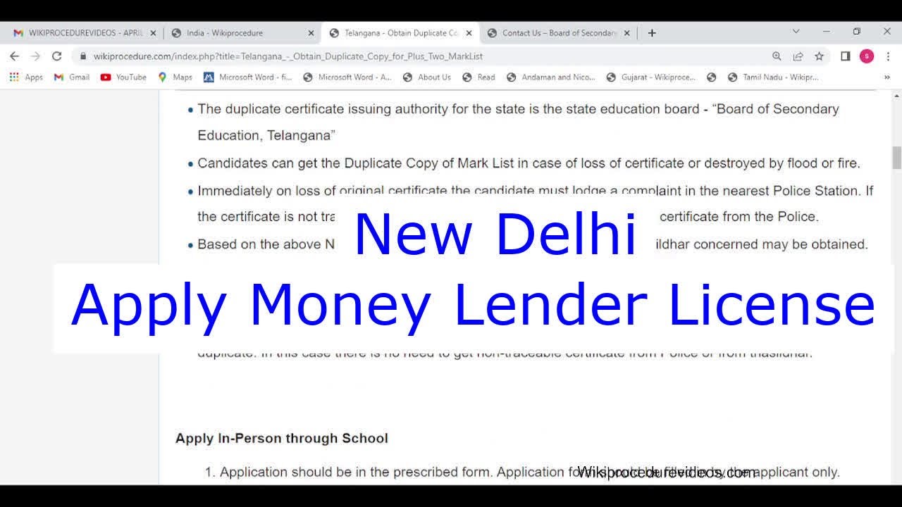 New Delhi - Apply for Money Lender Licence (Online)