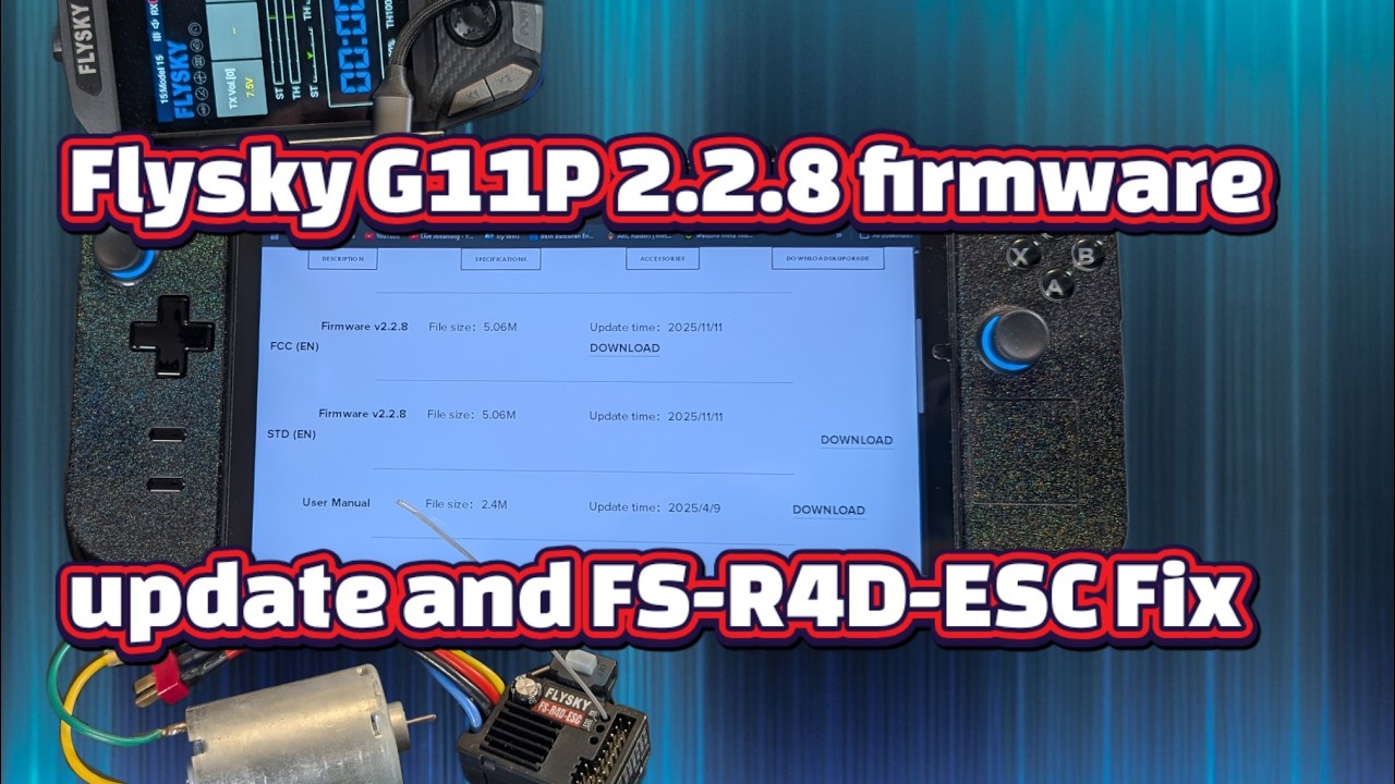 Flysky G11P 2.2.8 firmware update and fix for FS R4D ESC / HW 711 receiver/esc