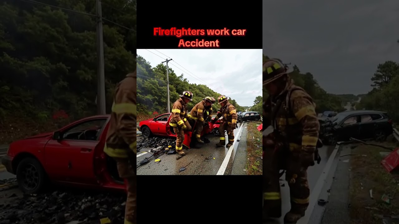 Firefighters work car accident. #firefighting #firefighter #rescue #emergency