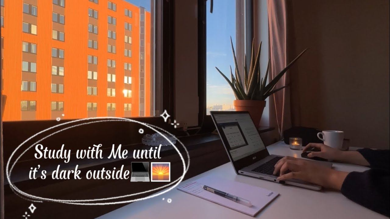 Study with Me until it’s Dark Outside 📖 | No Music | Ocean Waves 🌊 | Typing sounds | No breaks|