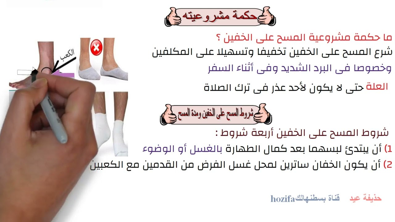 المسح على الخفين فقه شافعى الصف الأول الإعدادى