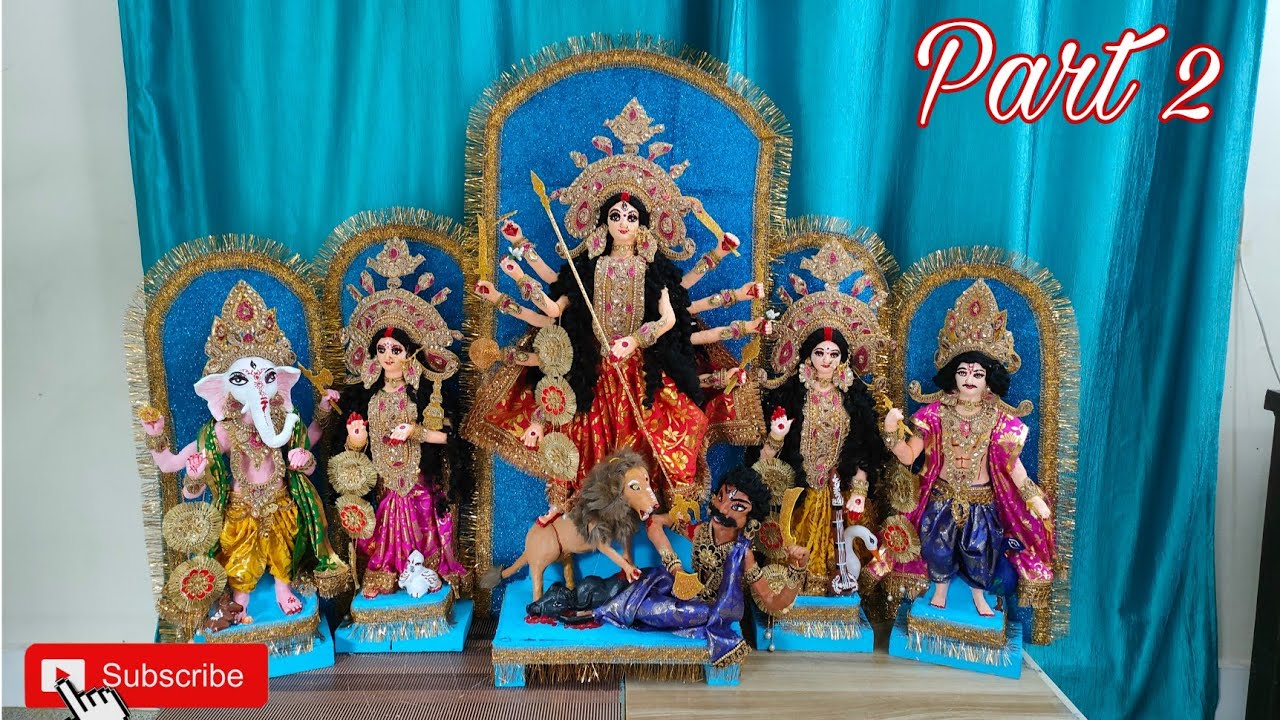 Durga idol making   || PART  2 ||   (Lakshmi, Saraswati ,Ganesha  and kartikey idol making at home )