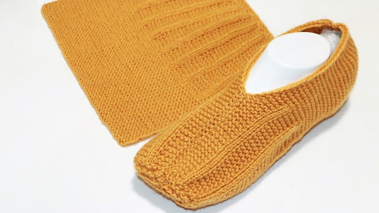 Pantuflas De Lana Faciles Para Hombres Tejidas Con Dos Agujas Para Talla De Pie 40-42  Handmade Diy