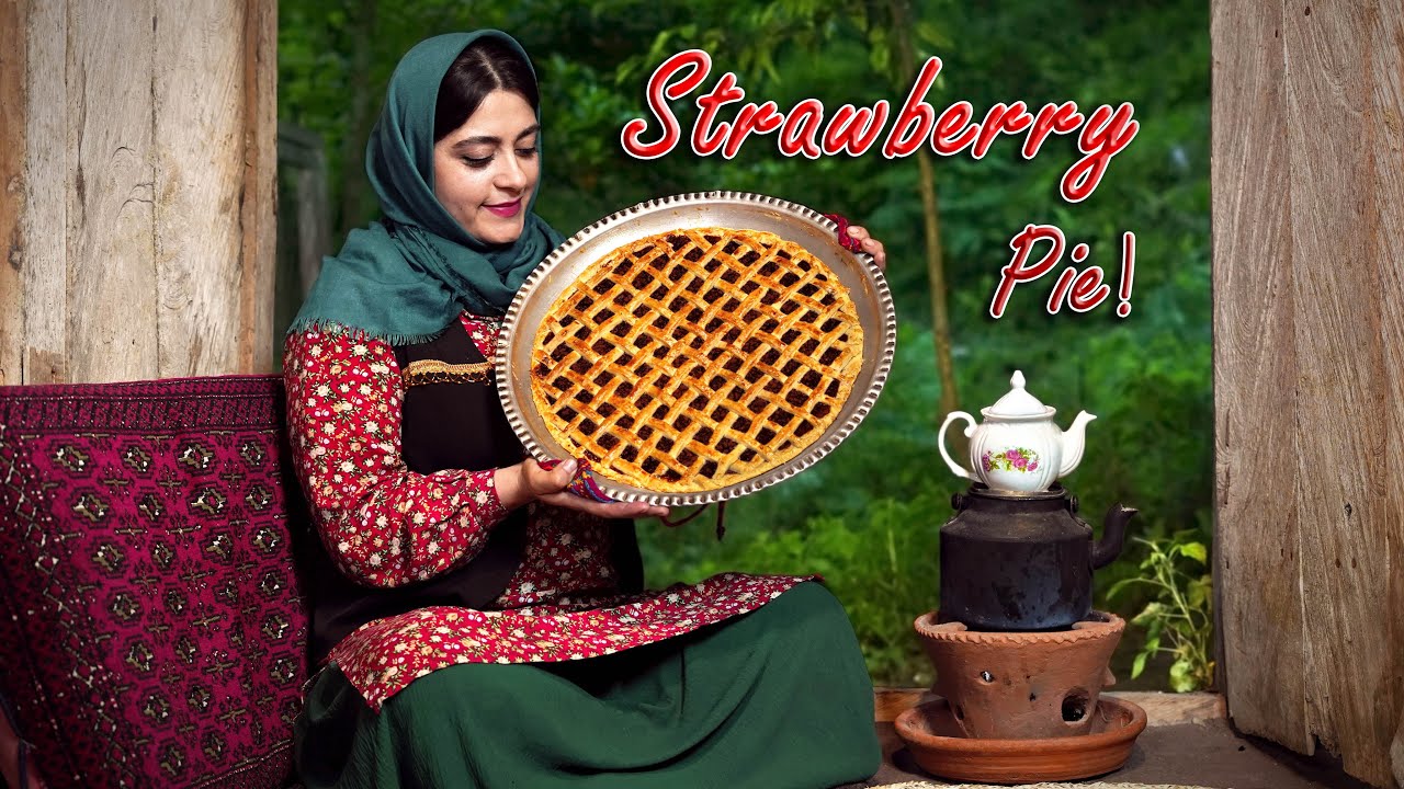 Bake Mouthwatering STRAWBERRY PIE 🍓 | Without an Oven in a Serene #village | Rural Cuisine