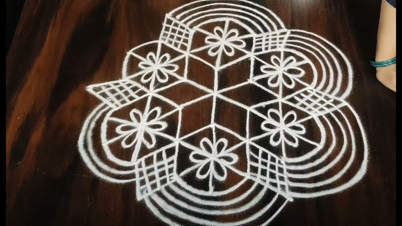 Simple rangoli ✳️ daily rangoli ✳️ muggulu ✳️ kolam ✳️7X4 chukki rangoli 