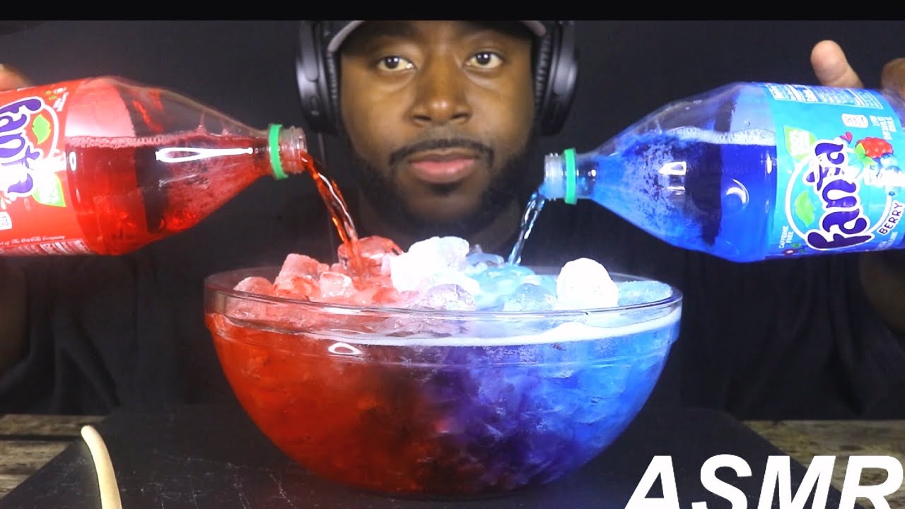 ASMR FANTA EXTREME FIZZY AND ICE EATING . MUKBANG  (NO TALKING)