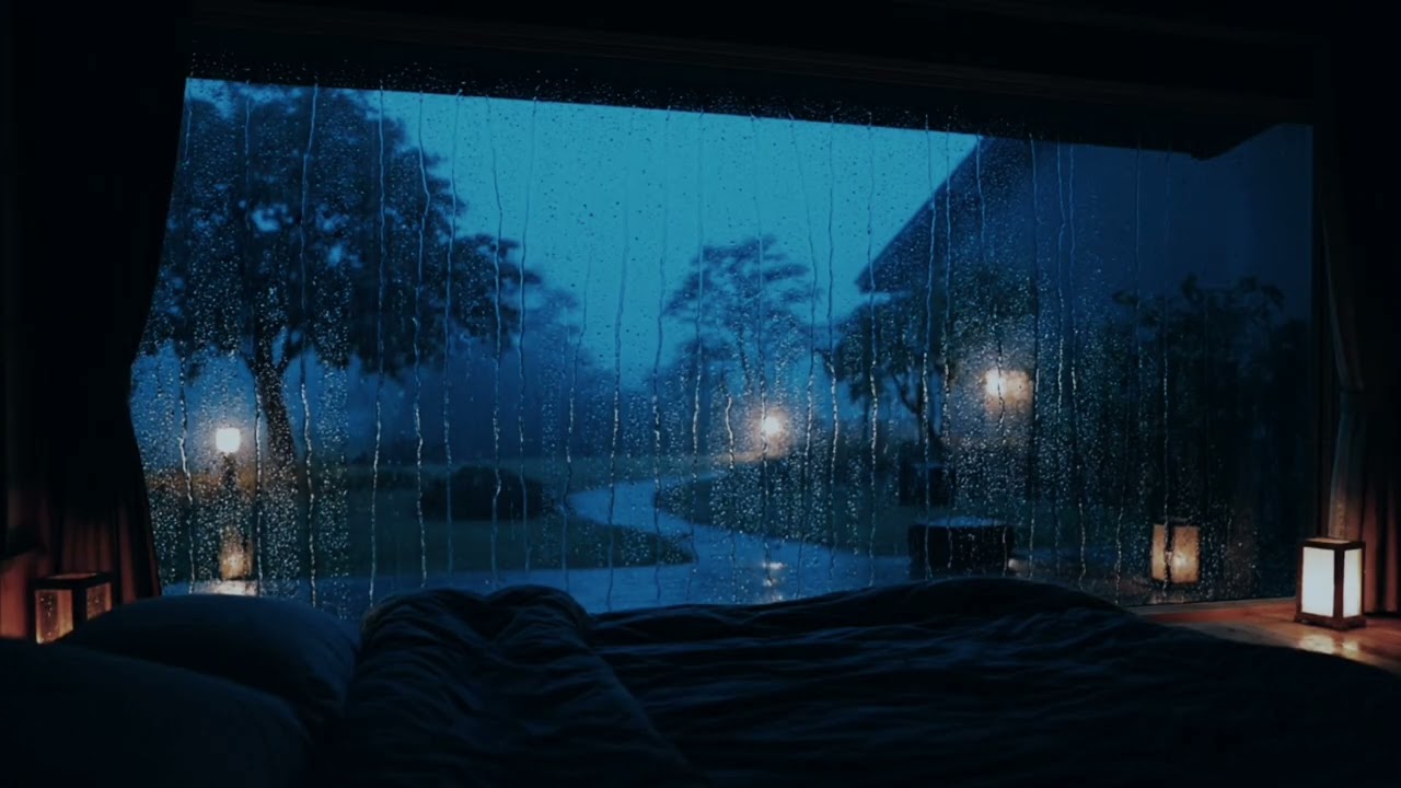 This Blue Night Rain Will Knock You Out 😴 Deep Sleep Bedroom Ambience