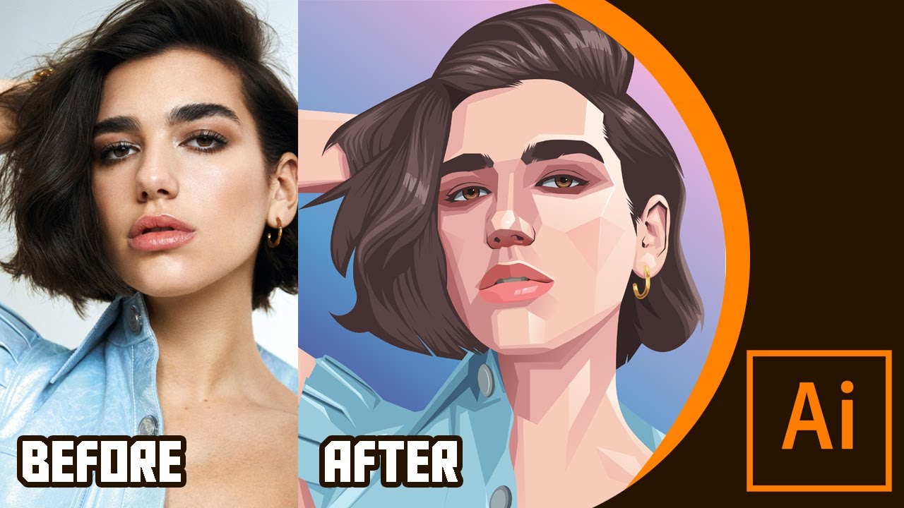 dua lipa in cartoon vector potrait - speed art adobe illustration cc 2019