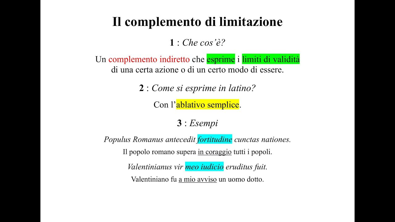 Il complemento di limitazione in latino - Pillole di Latino -