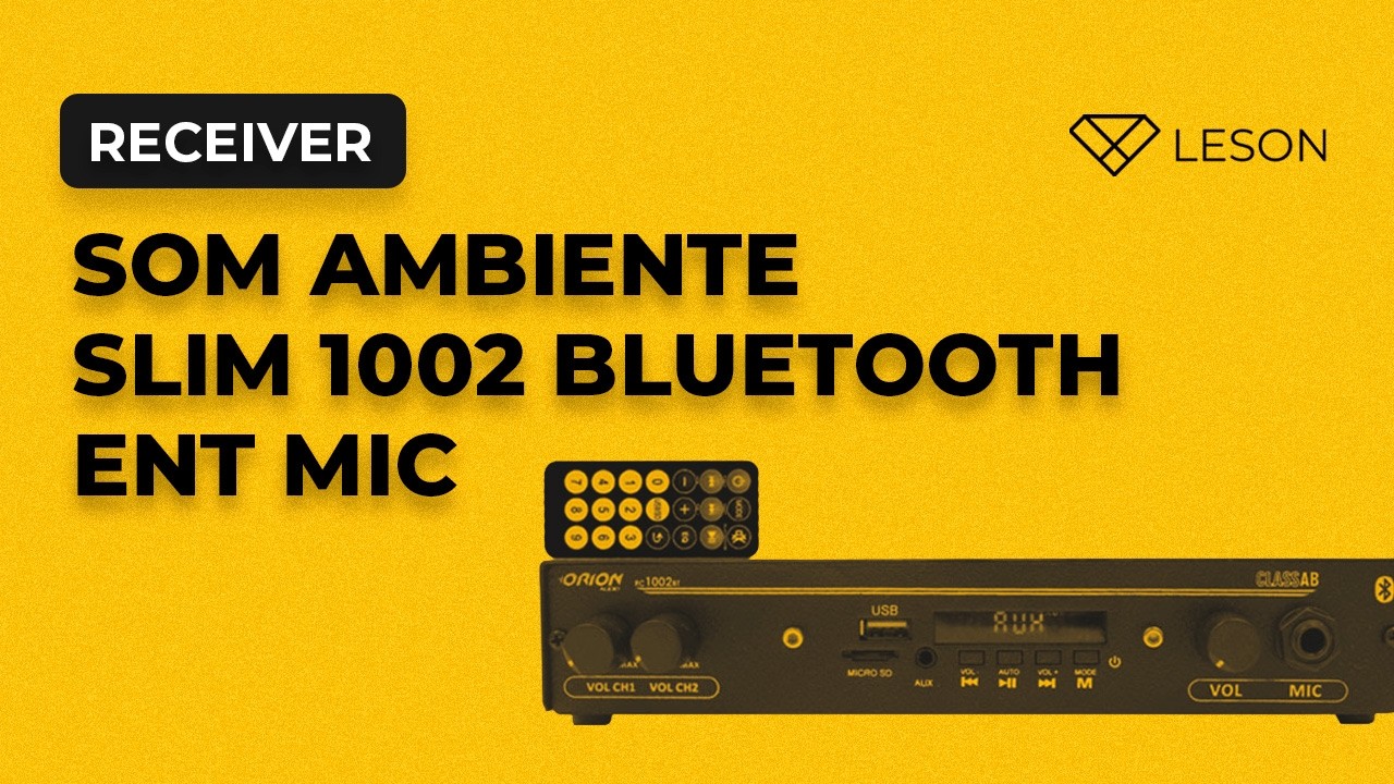RECEIVER SOM AMBIENTE LESON SLIM 1002 BT ENTRADA MICROFONE 40 RMS 2 CANAIS