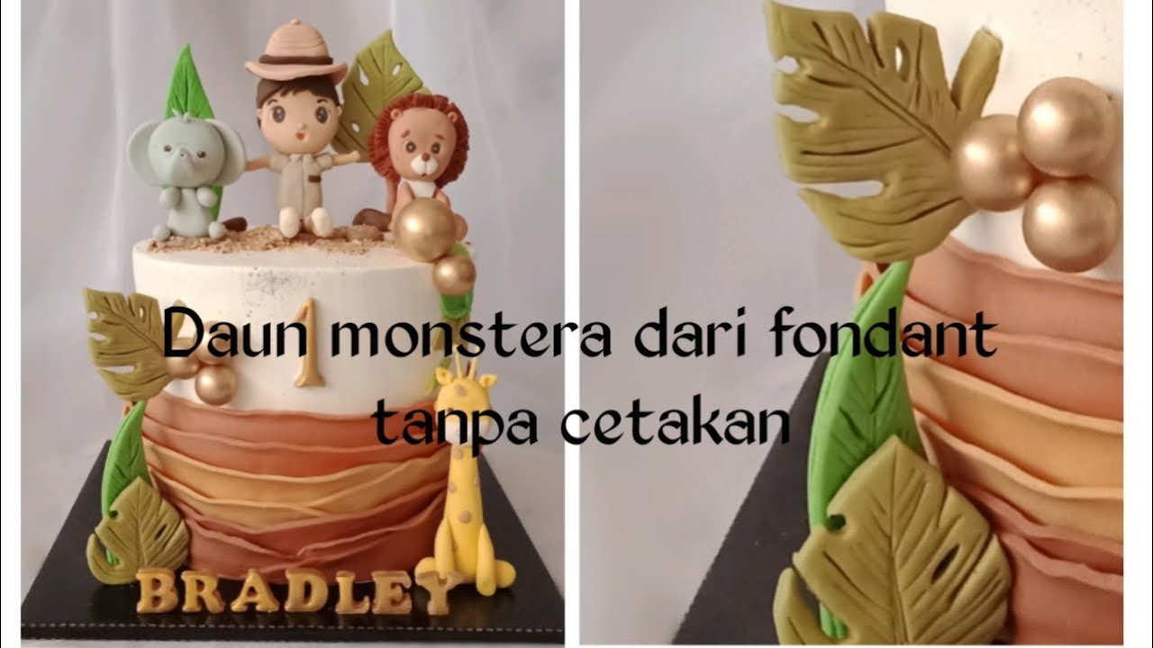 Membuat daun monstera dari fondant tanpa cetakan.