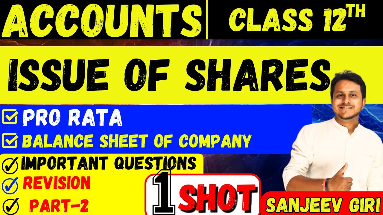 Pro Rata Issue Of Share | Important Question of Issue of Share | Pro Rata Allotment | Board Exam
