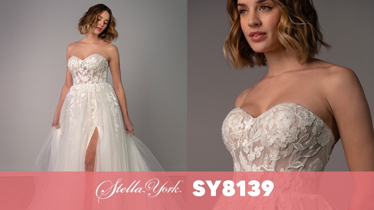 Strapless Sequin Lace A-Line Wedding Dress with Corset Bodice