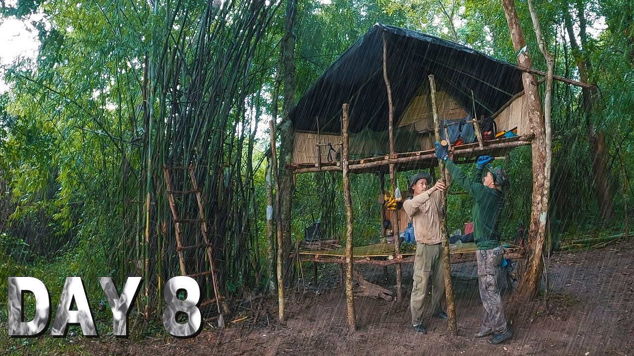 [Day 8] เอาชีวิตรอด 15 วัน สร้างบ้านต้นไม้ ฝนถล่มหนักต่อเนื่อง! เสบียงเริ่มหมด เกือบจะท้อกัน