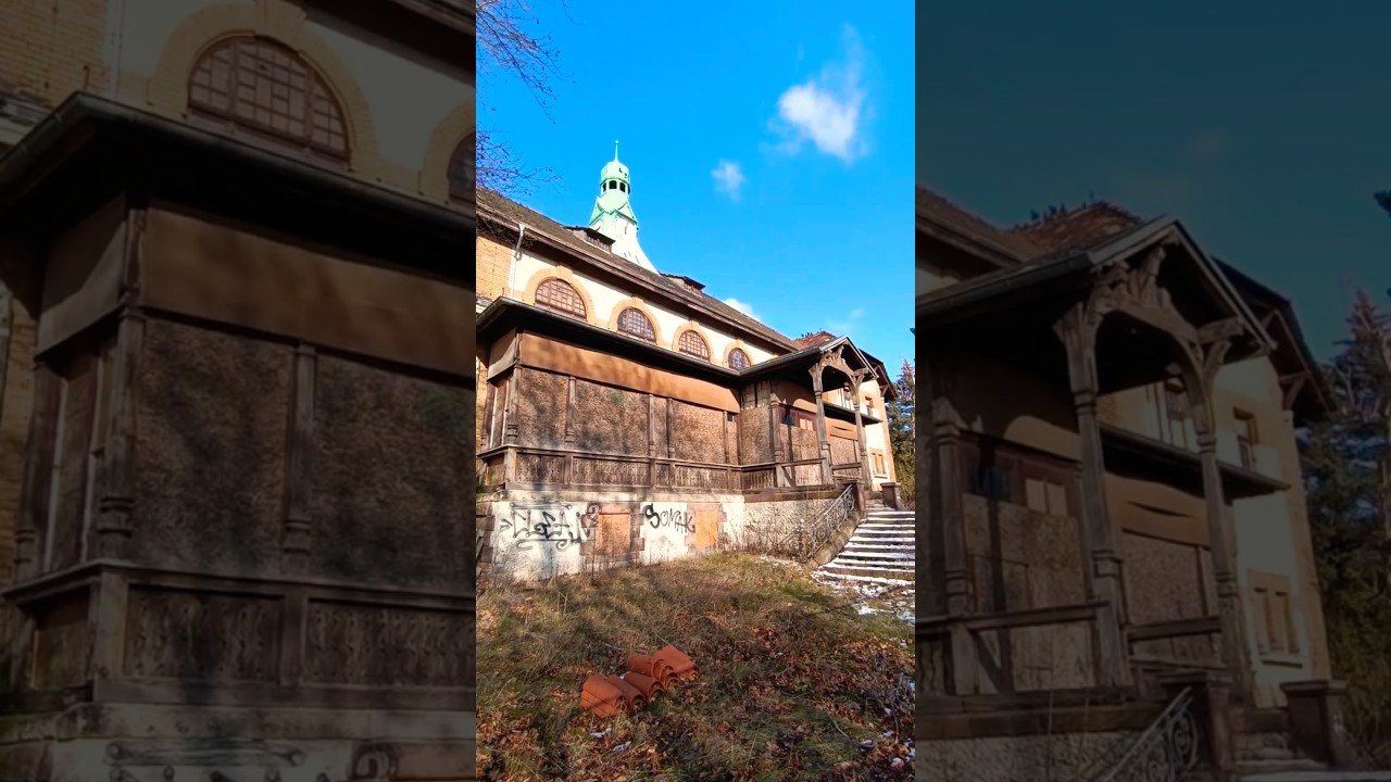 Die verlassene Anstalts - Kirche der Nervenheilanstalt - ruhende Uhren - Park Stadt D&ouml;sen