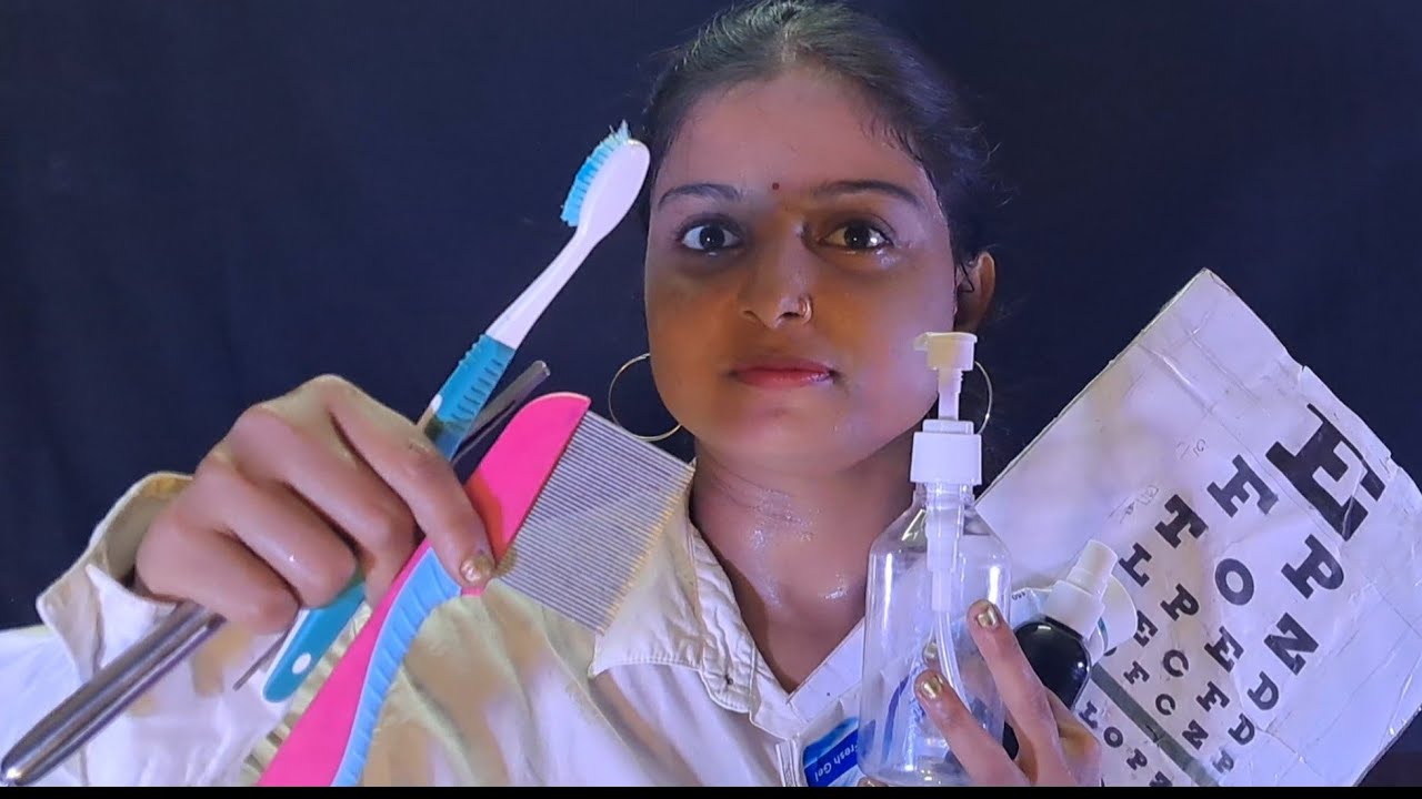 ASMR Fastest Medical Checkup 5 Roleplay||Eye exam,Dentist,Ear Exam,Lice Checking,Cranial Nerve Exam