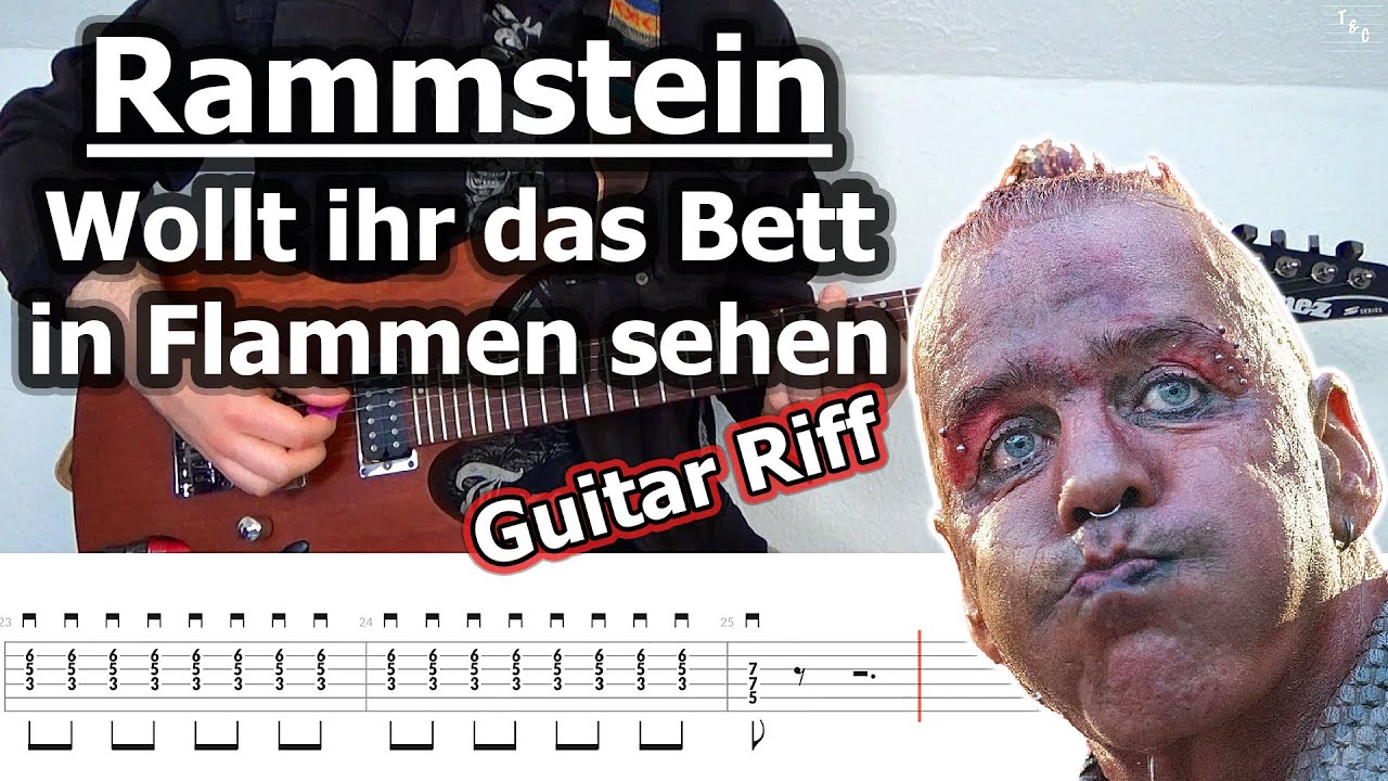 Rammstein - Wollt ihr das Bett in Flammen sehen Guitar Riff (with Tabs)