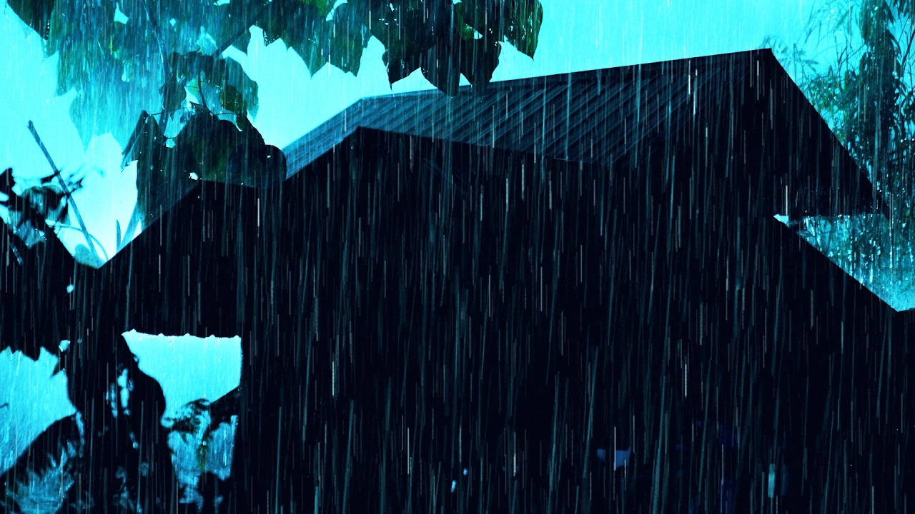 Sleep All Night with Heavy Rain on a Metal Roof – Calm Thunderstorm Sounds