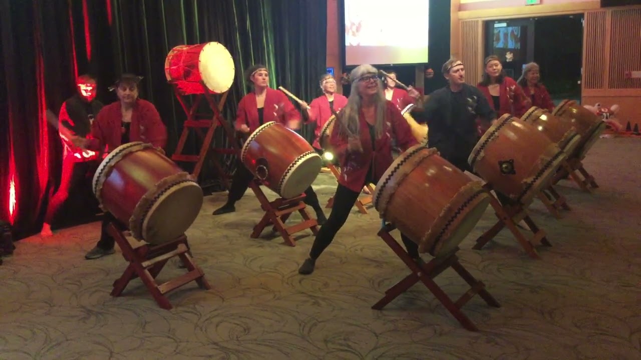 Humboldt Taiko performing Hachijo at the Lunar New Year festival with ADPIC at Cal Poly Humboldt
