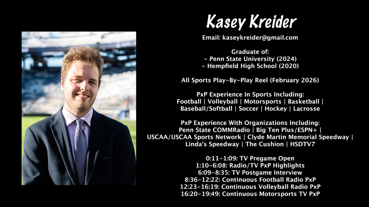 Kasey Kreider All Sports Play-By-Play Reel (February 2026)