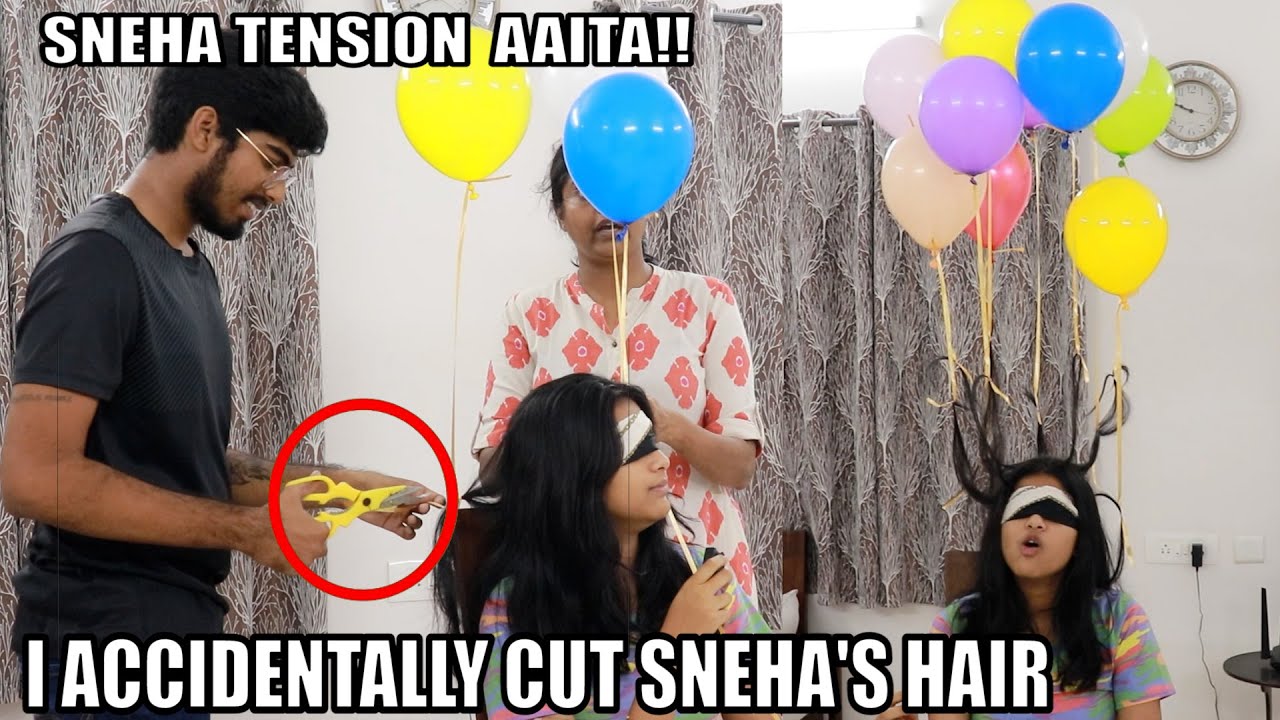 GIVING A NEW HAIRSTYLE FOR SNEHA || SHE THOUGHT I CUT HER HAIR ||#Justbanana #Sneholic