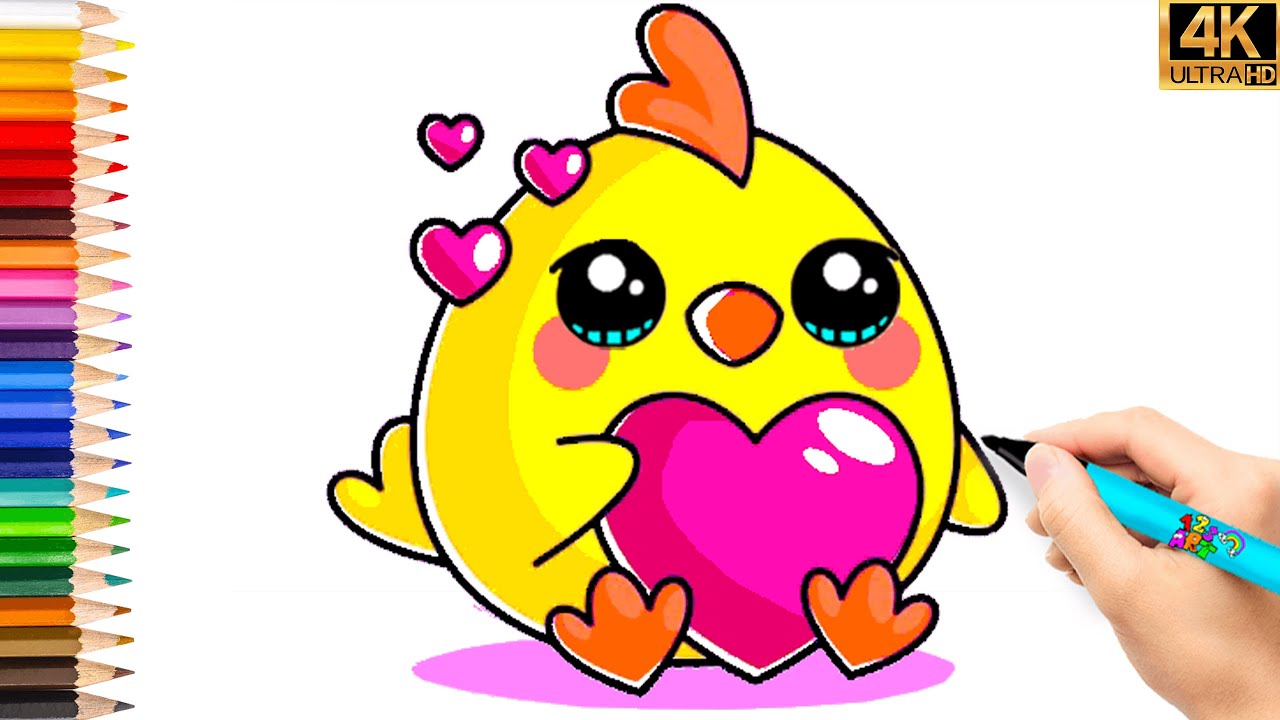 DESSIN DE POUSSIN 🐥COMMENT DESSINER UN POULET - POULET FACILE 😍DESSINER DES IMAGES 🌈DESSINS FACILES