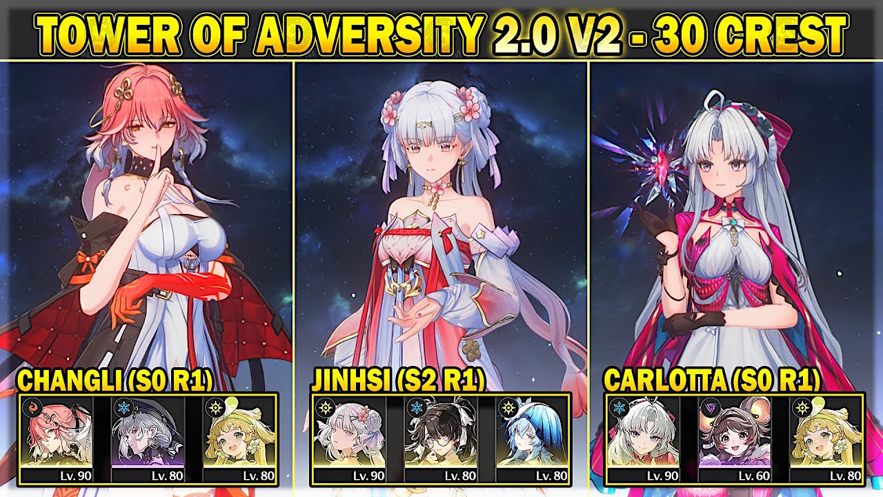 Jinhsi, Changli, Carlotta - Tower of Adversity 2.0 Phase 2 - 30 Crest | Wuthering Waves