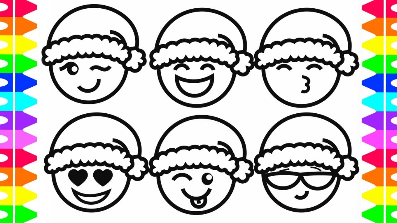 How to Draw Christmas Themed Emoticons Step by Step| Holiday Coloring Pages| Art Colors for Kids