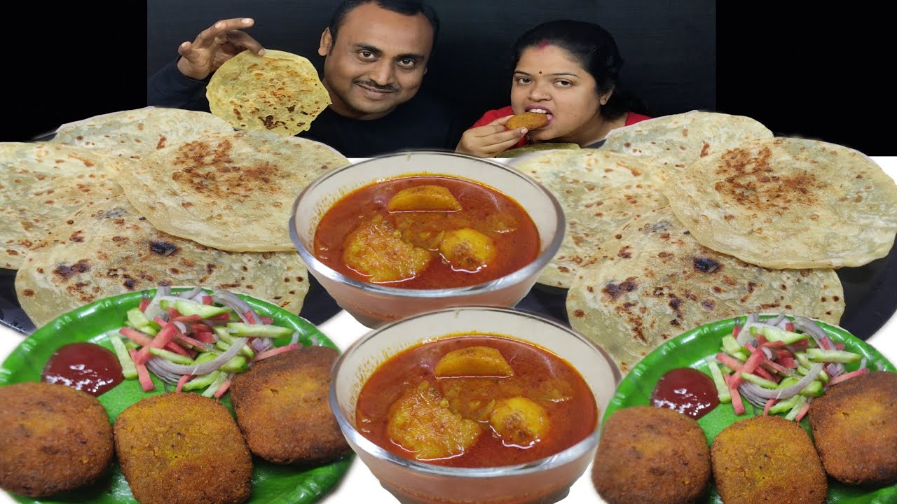 PARATHA DUM ALOO EATING CHALLENGE || FISH CUTLET EATING COMPETITION