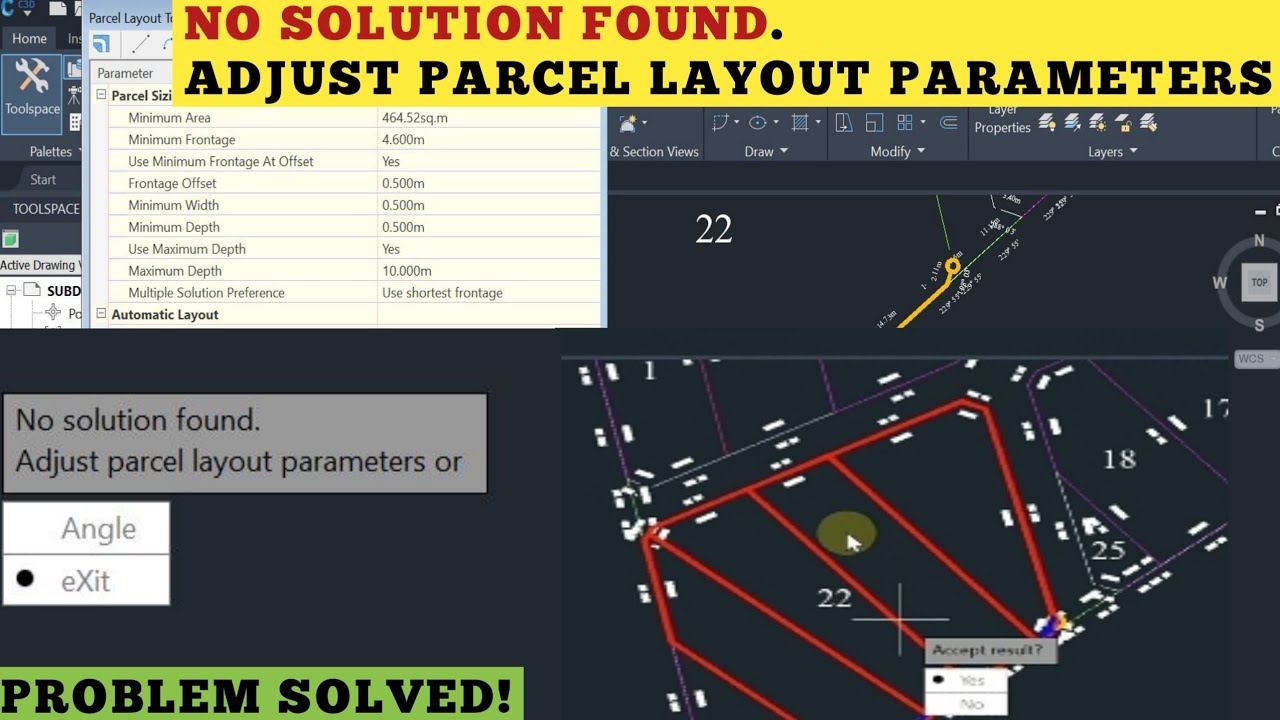 Fix Civil 3D No Solution Found Adjust Parcel Layout Parameters || #civil3d Quick Fix