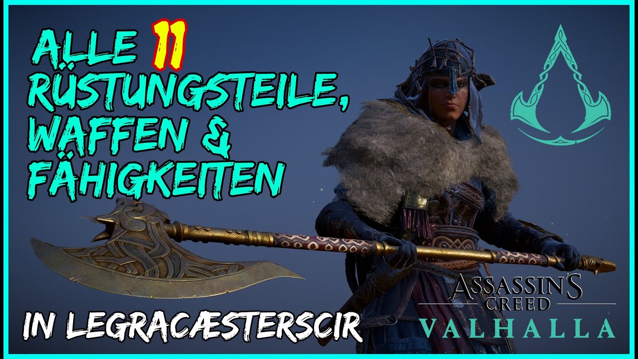 Assassin's Creed Valhalla ALLE 11 Rüstungsteile, Waffen & Fähigkeiten in Legracaesterscir [1080p]