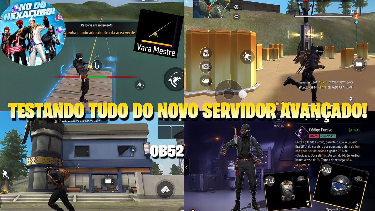 TESTANDO TUDO DO NOVO SERVIDOR AVAN&Ccedil;ADO E ATUALIZA&Ccedil;&Atilde;O OB52 FREE FIRE!! TODAS AS NOVIDADES!!