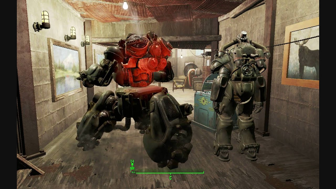 FALLOUT 4 робот-охранник сторожит Основную базу в Даймонд сити