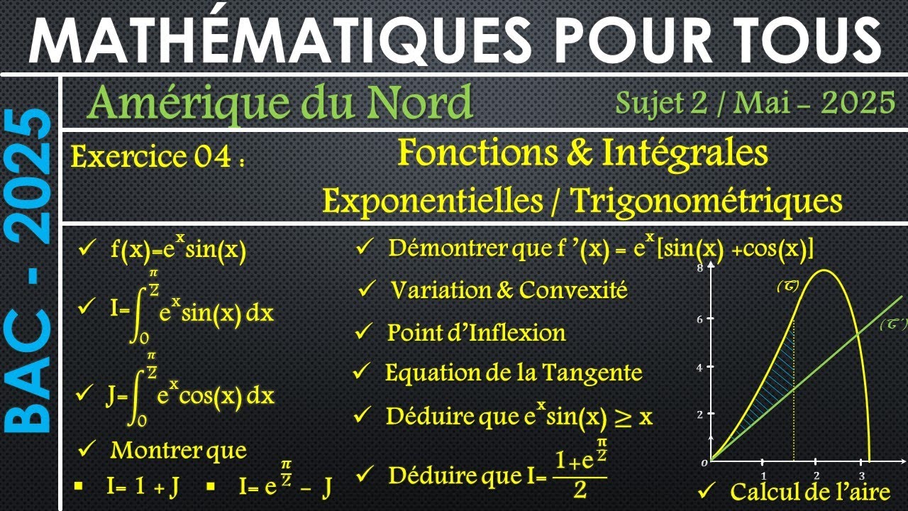 Bac 2025 - Amérique du Nord - EX0 4 - Fonctions & Intégrales