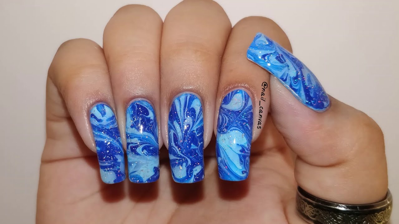 Marble Nail Art Tutorial (using a Stamper) 💙