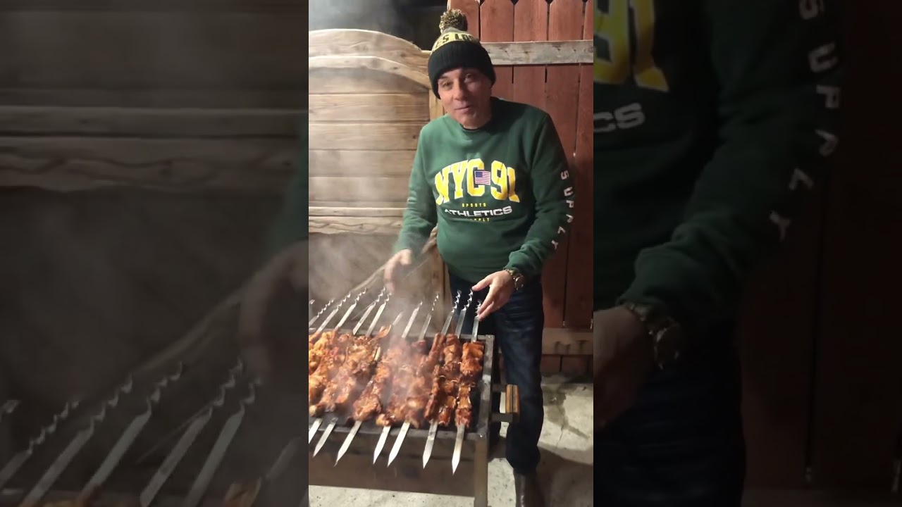 A friend from Australia cooking bbq for my family