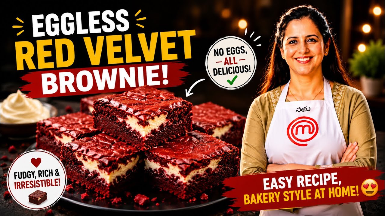 Ultimate Red Velvet Brownies Without Eggs | Easy Eggless Recipe
