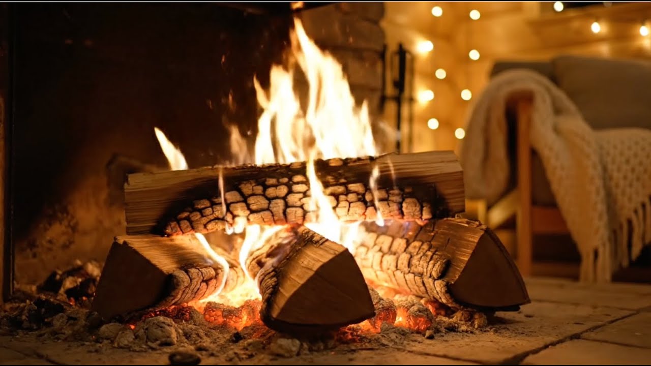 Cozy Fireplace Crackling | 1 Hour | Calm Indoor Ambience | No Music
