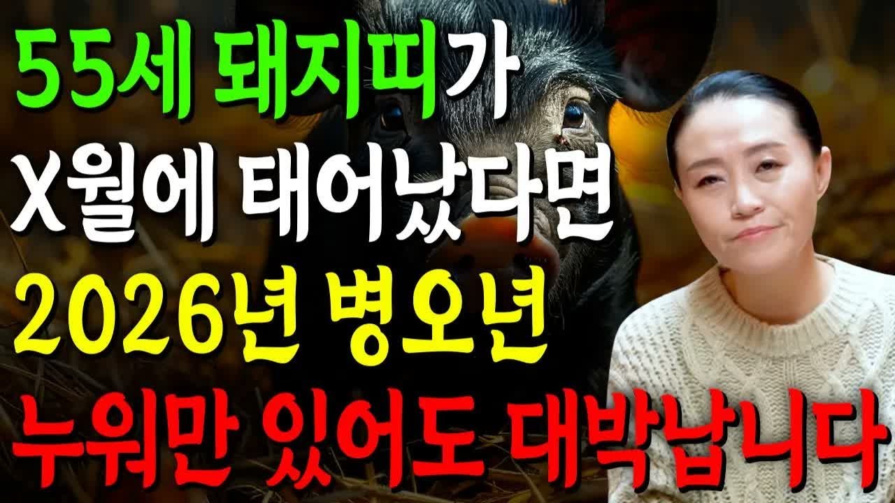 2026년 55세 돼지띠 운세｜1971년생 돼지띠, X월생이면 대박 확정! 금전·귀인·문서운이 한꺼번에 터집니다