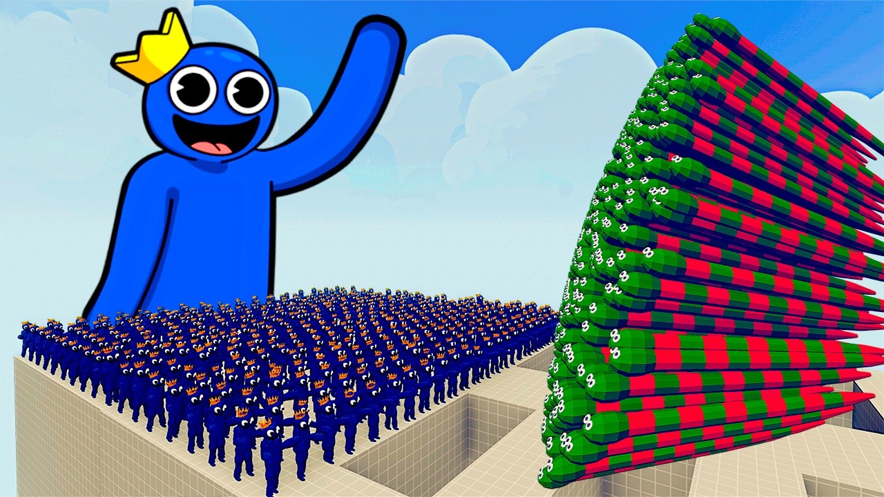 100x BLUE RAINBOW FRIENDS + 1x GIANT vs 3x EVERY GOD   Totally Accurate Battle Simulator TABS