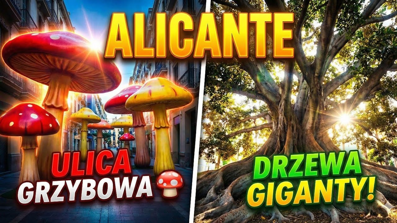  Alicante: Ulica Grzybowa i drzewa GIGANTY! 🍄 