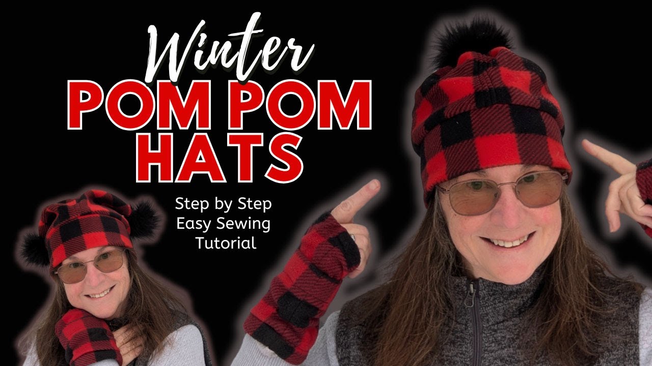 Sewing for  Beginners -  How to make Stylish Pom Pom Hats.  Hat School Tutorial