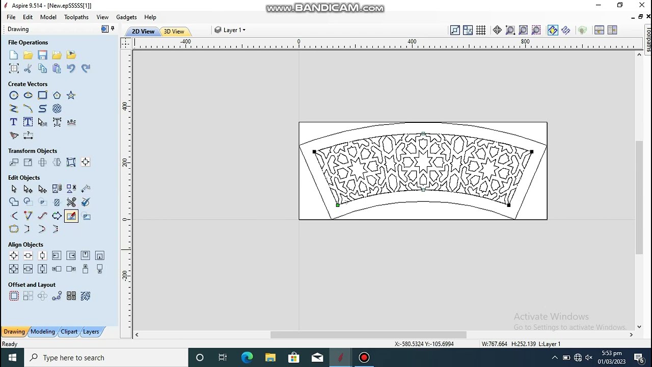 how to make circle shape design in aspire for CNC machine
