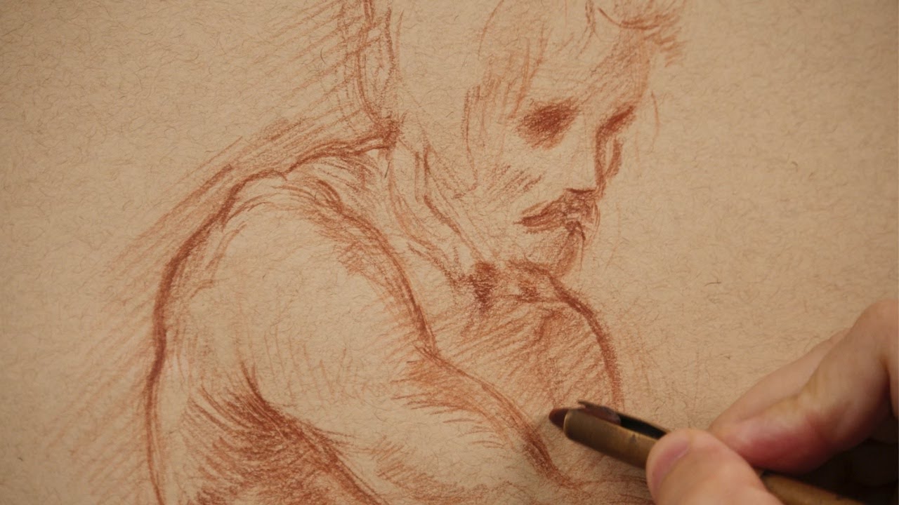 Red chalk figure drawing techniques of the masters (Andrea del Sarto)